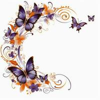 borboleta floral quadro, Armação cumprimento cartão scrapbooking aguarela □ Gentil ilustração fronteira Casamento foto