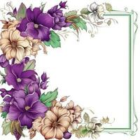 floral quadro, Armação cumprimento cartão scrapbooking aguarela □ Gentil ilustração fronteira Casamento flores foto