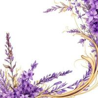 lavanda floral quadro, Armação cumprimento cartão scrapbooking aguarela □ Gentil ilustração fronteira Casamento foto