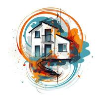 casa construção castelo villa brincalhão ilustração esboço colagem expressivo obra de arte clipart pintura foto