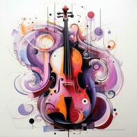 violoncelo violino abstrato caricatura surreal brincalhão pintura ilustração tatuagem geometria moderno foto