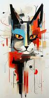 gato retrato silhueta abstrato moderno arte pintura colagem tela de pintura expressão ilustração obra de arte foto