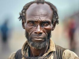 africano americano homem a partir de a cedo 1900 colori velho foto ai generativo