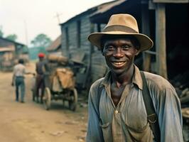 africano americano homem a partir de a cedo 1900 colori velho foto ai generativo