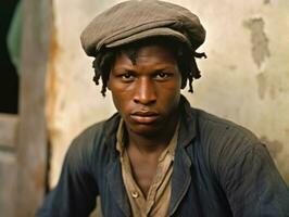 africano americano homem a partir de a cedo 1900 colori velho foto ai generativo