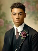 africano americano homem a partir de a cedo 1900 colori velho foto ai generativo