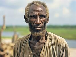 africano americano homem a partir de a cedo 1900 colori velho foto ai generativo