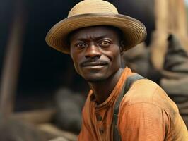 africano americano homem a partir de a cedo 1900 colori velho foto ai generativo