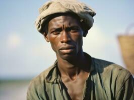 africano americano homem a partir de a cedo 1900 colori velho foto ai generativo