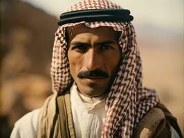 árabe homem a partir de a cedo 1900 colori velho foto ai generativo