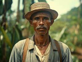 brasileiro homem a partir de a cedo 1900 colori velho foto ai generativo