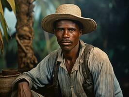 brasileiro homem a partir de a cedo 1900 colori velho foto ai generativo