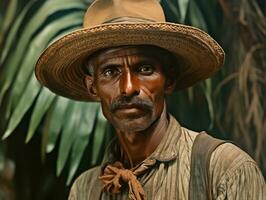 brasileiro homem a partir de a cedo 1900 colori velho foto ai generativo