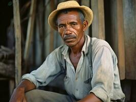 brasileiro homem a partir de a cedo 1900 colori velho foto ai generativo