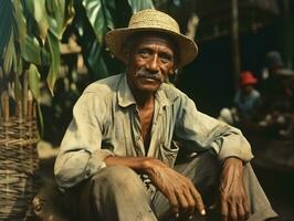 brasileiro homem a partir de a cedo 1900 colori velho foto ai generativo