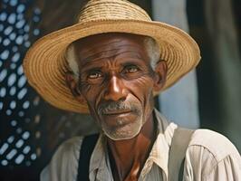 brasileiro homem a partir de a cedo 1900 colori velho foto ai generativo