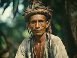 brasileiro homem a partir de a cedo 1900 colori velho foto ai generativo