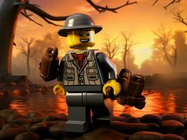 Lego personagem embarcar em épico aventuras com amigos ai generativo foto