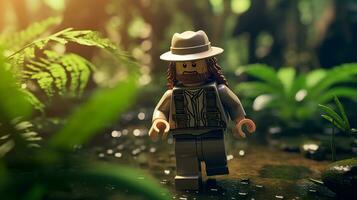 Lego personagem embarcar em épico aventuras com amigos ai generativo foto