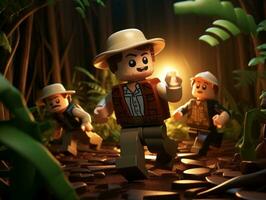 Lego personagem embarcar em épico aventuras com amigos ai generativo foto