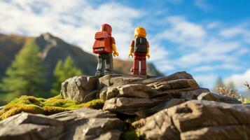 Lego personagem embarcar em épico aventuras com amigos ai generativo foto