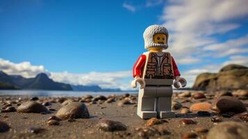 Lego personagem embarcar em épico aventuras com amigos ai generativo foto