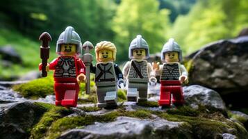 Lego personagem embarcar em épico aventuras com amigos ai generativo foto