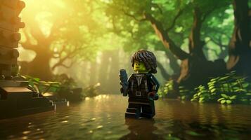 Lego personagem embarcar em épico aventuras com amigos ai generativo foto