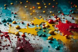 colorida pintura salpicos em uma metal superfície. gerado por IA foto