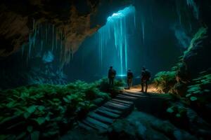 a os mundos a maioria lindo cavernas. gerado por IA foto