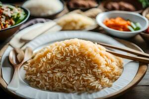 coreano arroz é uma grampo dentro a do país dieta. gerado por IA foto