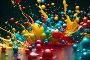 colorida bolas estão espirrando para dentro a ar. gerado por IA foto