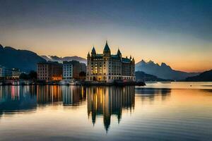 a lindo cidade do luzerna, Suíça. gerado por IA foto