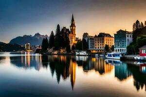 a lindo cidade do luzerna, Suíça. gerado por IA foto