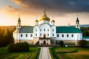 a Igreja do a piedosos Cruz dentro a cidade do Kiev. gerado por IA foto