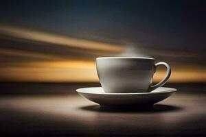 uma copo do café em uma mesa. gerado por IA foto