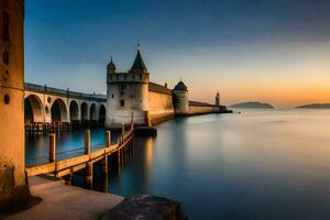 a castelo do Genebra, Suíça. gerado por IA foto