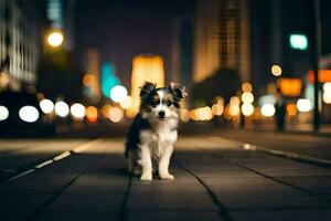 foto papel de parede cachorro, a cidade, noite, cidade, a cidade, a cidade, a cidade. gerado por IA