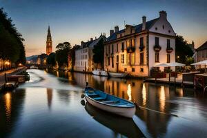 a canais do Bruges, Bélgica. gerado por IA foto