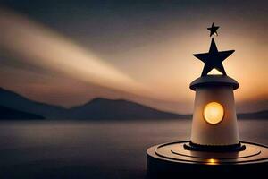 uma farol com uma Estrela em topo do isto. gerado por IA foto