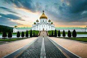 a catedral do Cristo a salvador dentro Moscou, Rússia. gerado por IA foto