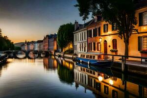 a lindo cidade do Bruges, Bélgica. gerado por IA foto