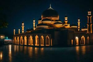 a mesquita às noite, islamismo, mesquita, mesquita, islâmico, mesquita, é. gerado por IA foto