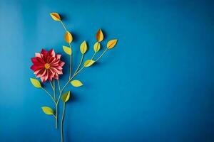 uma flor fez do papel em uma azul fundo. gerado por IA foto