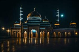 a mesquita às noite. gerado por IA foto