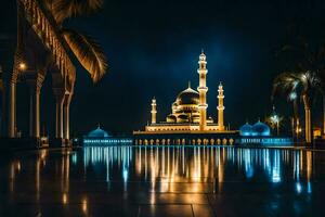 a mesquita às noite. gerado por IA foto