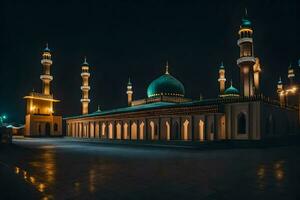 a mesquita às noite. gerado por IA foto