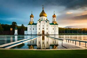 a Igreja do a piedosos Cruz dentro a russo cidade do kazan. gerado por IA foto