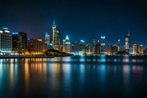 a Chicago Horizonte às noite. gerado por IA foto