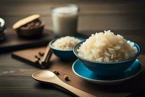 a benefícios do comendo arroz. gerado por IA foto